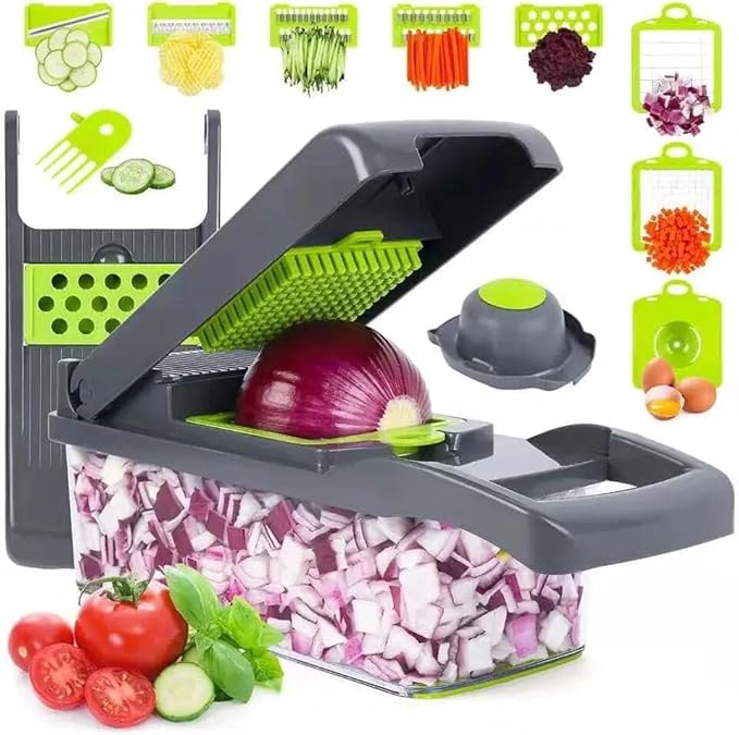 Premium Kitchen Multi 12 in 1 Manual Mandoline Fruit Vegetable Cutter Onion Dicer Veggie Slicer Vegetable Chopper