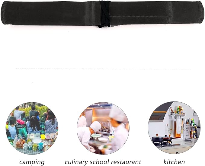 HERSENT Chef’s Knife Roll Case, Waxed Canvas Cutlery Knives Holders Protectors, Home Kitchen Cooking Tools And Utensils Wrap Bag Wallet, Multi-Purpose Brush Roll Bag, Travel Tool Roll Pouch