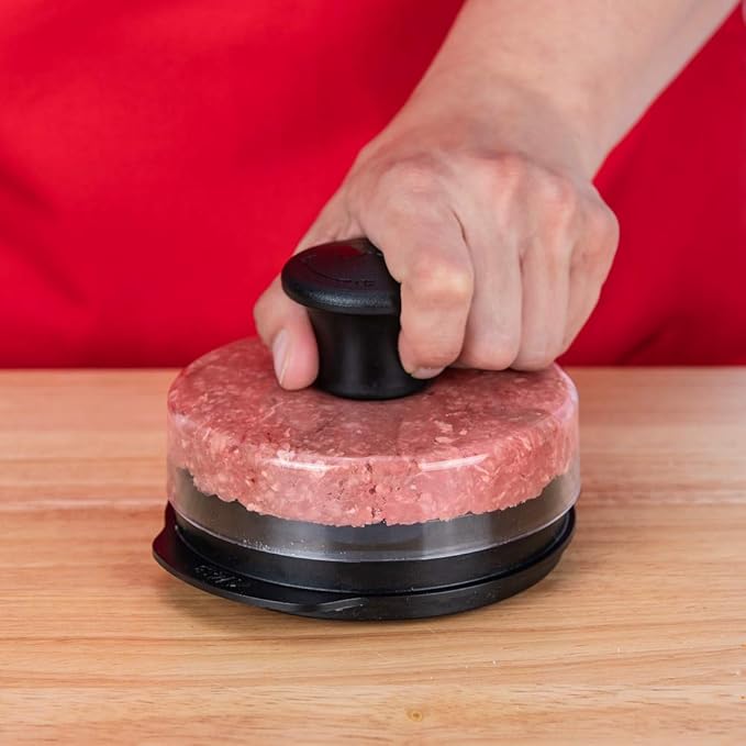 Weber Original Burger Press, Black – Creates Perfect Flat 1/4 lb & 1/2 lb Patties with Built‑in Dimple, Detachable Handle & Nylon Grip