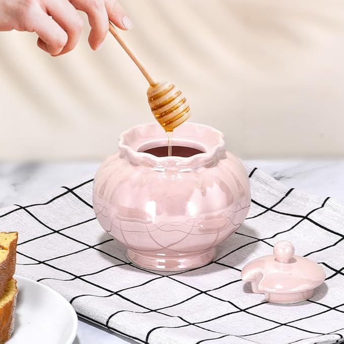 Iridescent Sugar Bowl, Porcelain Salt Cellar with Lid and Spoon, 9oz Sugar Jar for Coffee Bar, Salt Box Sugar Containers for Seasoning, Spice, Sauce, Elegant Decor for Kitchen Countertop