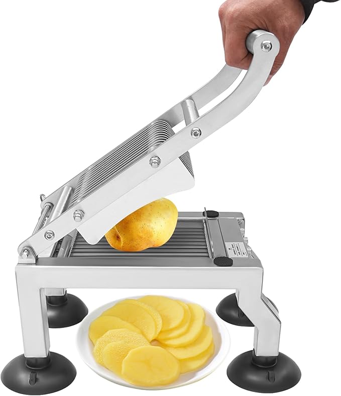 Stainless Steel Vegetable Slicer, Manual Fruit Cutter, Stainless Steel Food Slicing Machine, 10mm Even Slice Chopper for Diameter 2.76'' Vegetable Kitchen Restaurant Dessert Shop Commercial Use