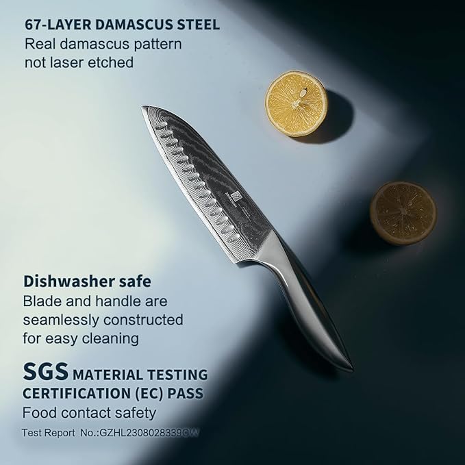 9C Damascus Steel chef knife,7 Inch Kitchen Knife Ultra Sharp Santoku Knife - 9CR18MOV Japanese Chefs Knife, Kitchen Gadgets 2024, cooking Gifts with Love's Gift Box