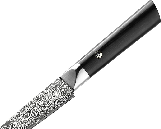 zayiko Black Edition Damascus Paring Knife | Sharp 3.5 inch blade made of 67 layers of Damascus steel | Ergonomic pakkawood Handle | Premium & professional Chef's Knifes for Kitchen Work