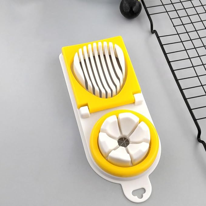 PRETYZOOM Metal Onion Slicer Egg Slicer for Boiled Egg with Stainless Steel Wire, Strawberry Mushroom Cutter Slicer, 2 Slicing Styles (Yellow) Egg Slicing Supplies
