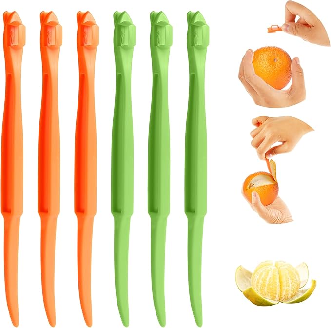 6Pcs Orange Peeler Tool Plastic Citrus Lemon Peeler Orange Peeler Stick Fruit Peeling Tool for Grapefruit Orange Cutter Slicer Kitchen Accessories Gadget