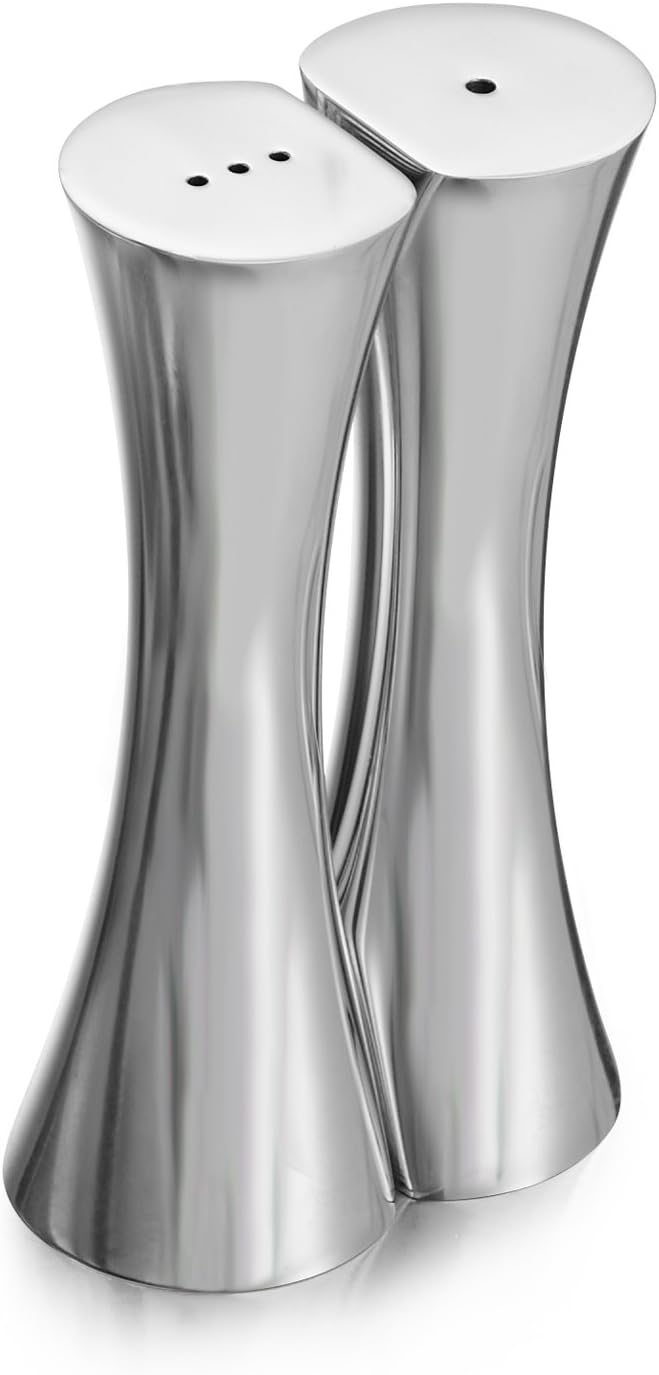 nambe Kissing Salt & Pepper Shakers | 2-Piece Set | Kitchen Tool | Salt Sugar Spice Pepper Seasoning Bottle for Table, RV, Camp, BBQ | 1.5-Ounce | Made of Metal Alloy | Designed by Karim Rashid