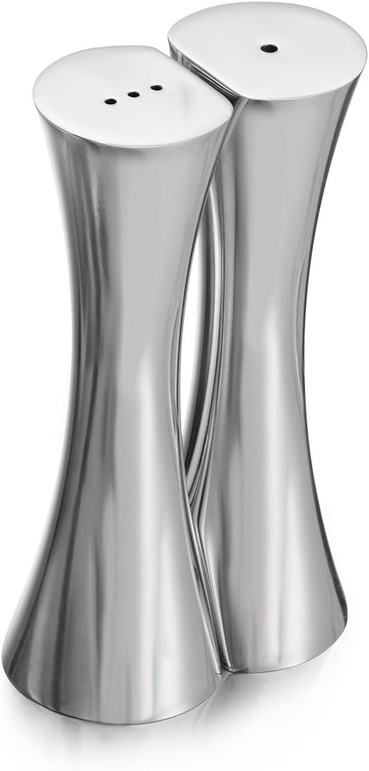 nambe Kissing Salt & Pepper Shakers | 2-Piece Set | Kitchen Tool | Salt Sugar Spice Pepper Seasoning Bottle for Table, RV, Camp, BBQ | 1.5-Ounce | Made of Metal Alloy | Designed by Karim Rashid