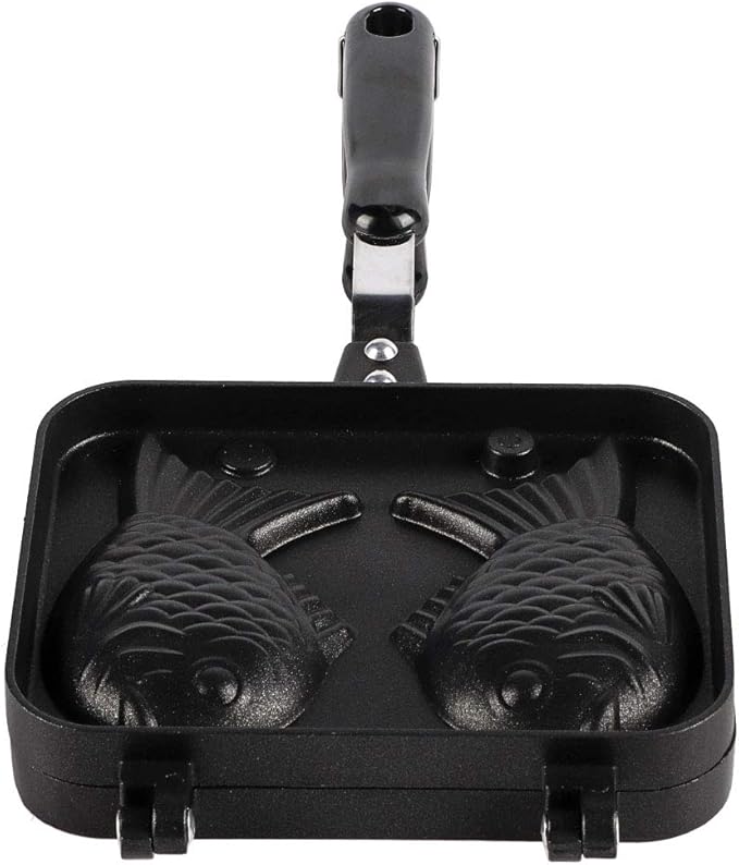 Double Sided Taiyaki Fish Shaped Stainless Steel Bakeware Mold, Nonstick Waffle Cake Maker Pan for Home Use