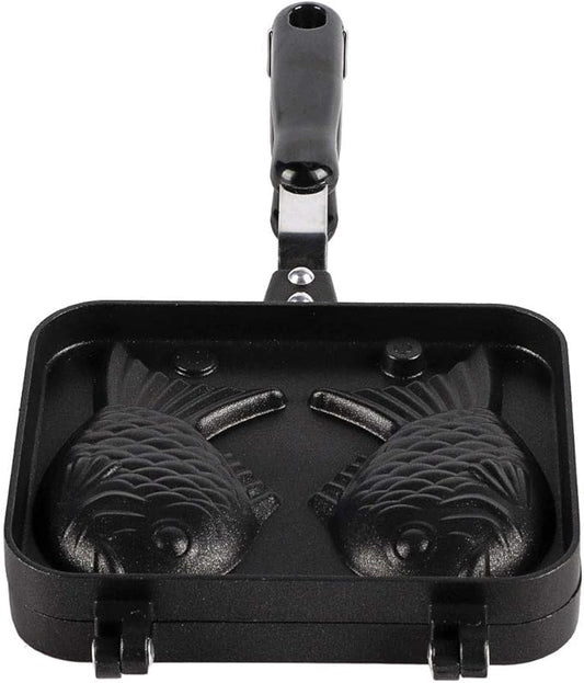 Double Sided Taiyaki Fish Shaped Stainless Steel Bakeware Mold, Nonstick Waffle Cake Maker Pan for Home Use