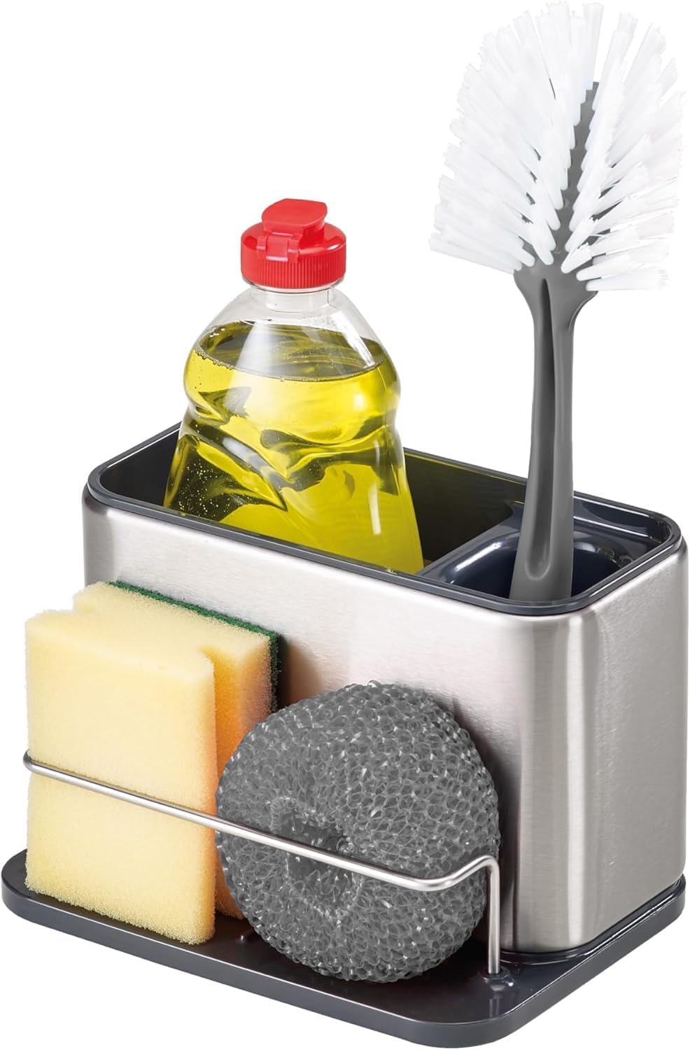 Joseph Joseph Surface Stainless Steel Sink Caddy, Sink Area Organizer and Sponge Holder, Gray