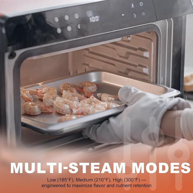 ROBAM Toaster Steam Combi Oven, Countertop Air Fryer 20-in-1 Oven with Convection & Grill, Stainless Steel Interior, 3-Layer Insulated Glass Door, 3 Steam Modes, 30 Built-In Recipes (Green)