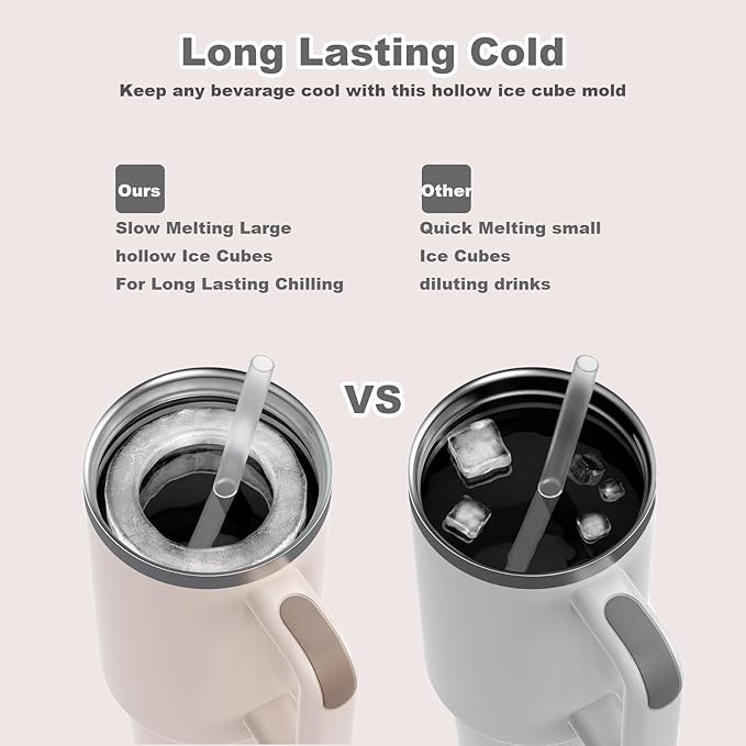 Nax Caki Hollow Cylinder Ice Cube Mold for 20oz 30oz 40oz Stanley Cup Accessories, Silicone Tumbler Ice Mold with Lid for Tumbler Whiskey Cocktails Bourbon