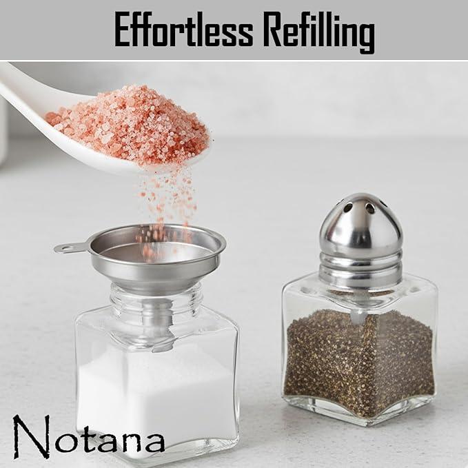 Mini Glass Salt & Pepper Shakers Set with Metal Lids – Durable Clear Glass Cube Design, Easy Refill, Perfect for Restaurant Tables, Kitchen & Events – Compact Refillable Shakers, 12 Pack