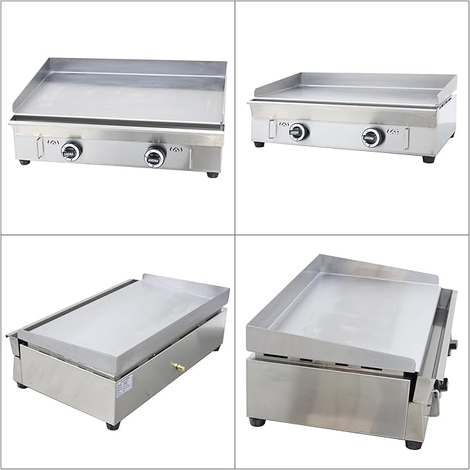 2000Pa Natural Gas Grill Griddle Stainless Steel Countertop Griddle 28.94" x 16.14" Hotplate BBQ Teppanyaki Adjustable Temperature Flat Cooking Griddle Grill for Commercial