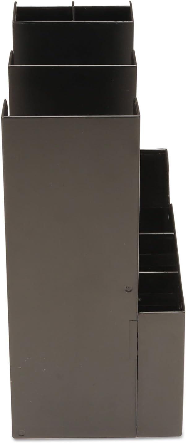 Mind Reader Cup and Condiment Station, Countertop Organizer, Coffee Bar, Kitchen, Stirrers, 5.35"W x 11.25"L x 11.15"H, Black