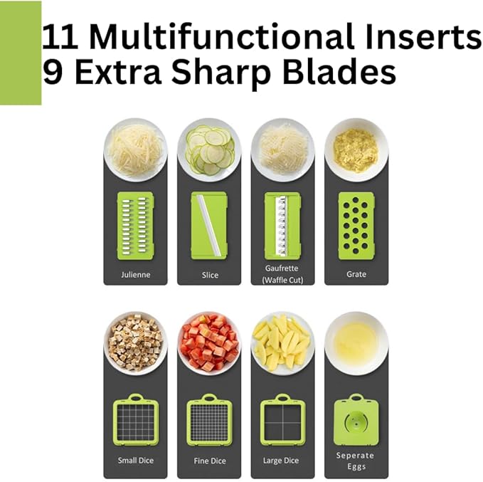 All-in-One Vegetable Chopper & Prep Station - Multifunctional Food Chopper, Mandoline Slicer, Cheese Grater, Egg Separator, Built-In Cutting Board & Storage Container for Meal Prep