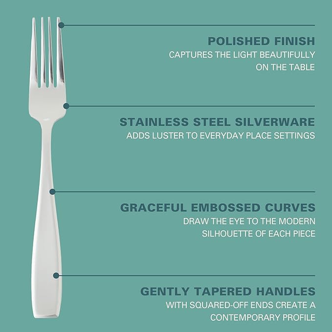 Gibson Home Castleford Flatware Utsensil Set, 20-Piece Stainless Steel Silverware Service for 4 – Modern Polished Finish