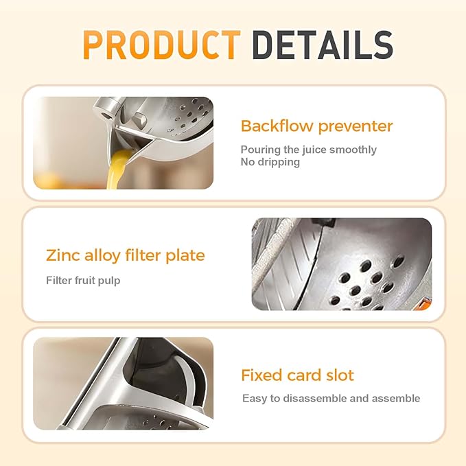 Aluminum Alloy Manual Hand Press Juicer for Citrus Fruits, Fresh Fruit Juice Extractor, Lemon Orange Lime Grapefruit Pomegranate Squeezer (2 PCS)