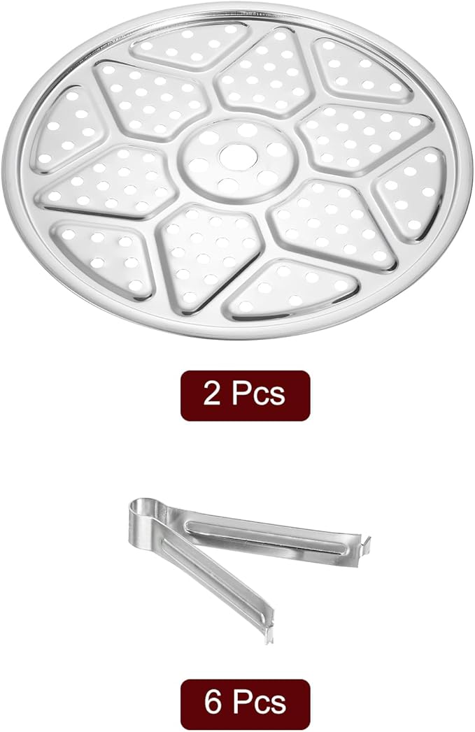 uxcell 2pcs Stainless Steel Steamer Rack with Stand, 9.5 Inches Pot Steaming Tray for Steamer Cookware Instant Pressure Cooker, Silver Tone