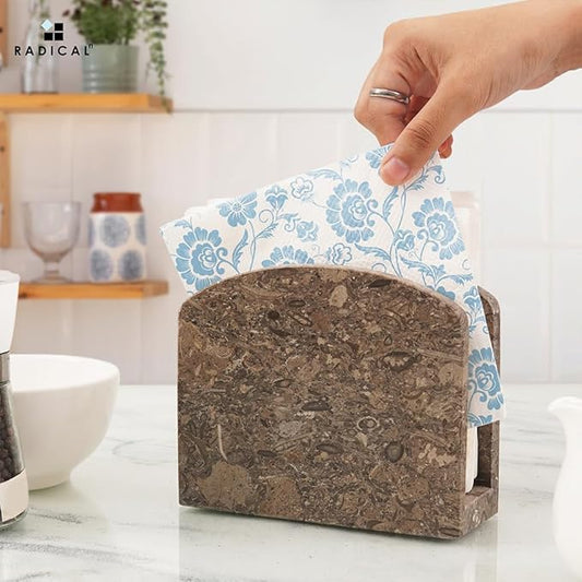 Radicaln Marble Napkin Holder 5.5" Inch Oceanic Handmade Dining Table Napkins Holder - Simple Modern Home & Kitchen Paper Towel Holder Countertop - Used as Home Décor & Bar Napkins