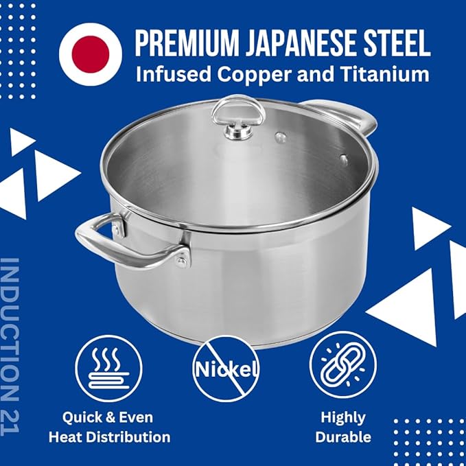 Chantal Induction 21 Steel Soup Pot with Glass Tempered Lid (2-Quart)