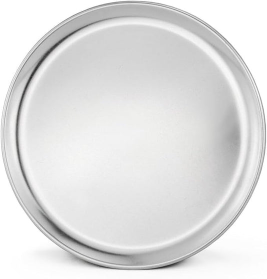 New Star Foodservice | Commercial Grade Aluminum Pizza Trays, Wide Rim (6 Pack) (Silver, 12-inch)