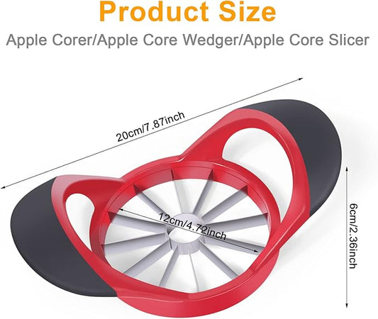4.72 Inch 12 Super Sharp Stainless Steel Blades Apple Slicer, Corer and Divider, 1 Super Sharp Peeler, 2 Fruit Forks and 1 Orange Citrus Peeler Tool, Red