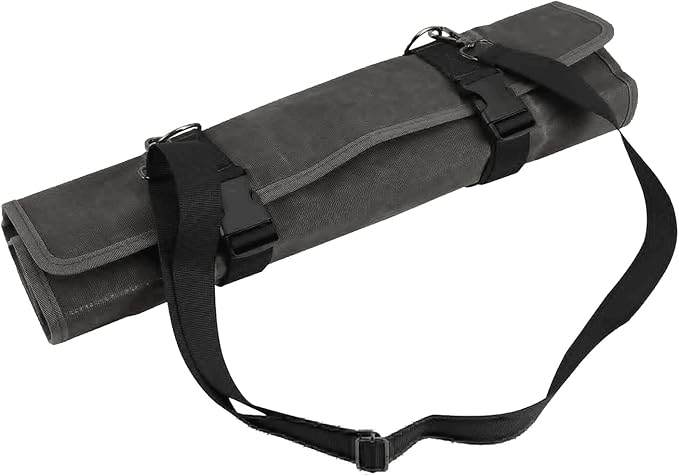 Chef’s Knife Roll Bag,Waxed Canvas Knife Cultery Carrier, Portable Chef Knife Cases,Knife Pouch Holders With 10 Slots Plus 1 Zipper Pockets Can Hold Home Kitchen Knife Tools Up To 18.8”