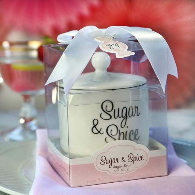 Kate Aspen Ceramic Sugar Bowl, Spice and Everything Nice, White