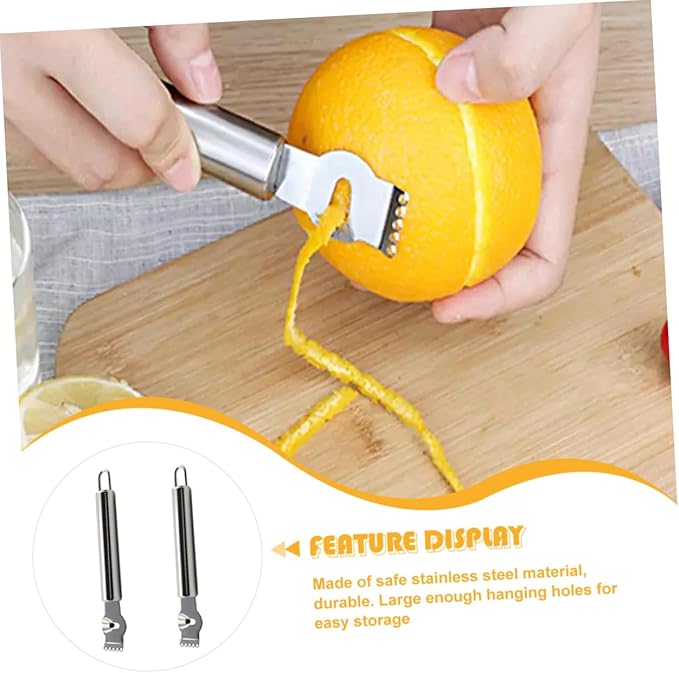 Alipis 2pcs Stainless Steel Lemon Zester and Orange Peeler Ergonomic Grater for Citrus Fruits and Vegetables Easy to Clean for Home Kitchen and Giving