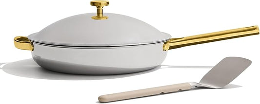 Our Place Titanium Always Pan Pro | 10.6" PFAS-Free Nonstick Frying Pan with Spatula | Chef-Grade Tri-Ply Stainless Steel & Aluminum Build | Induction & Oven-Safe up to 750°F | Gold