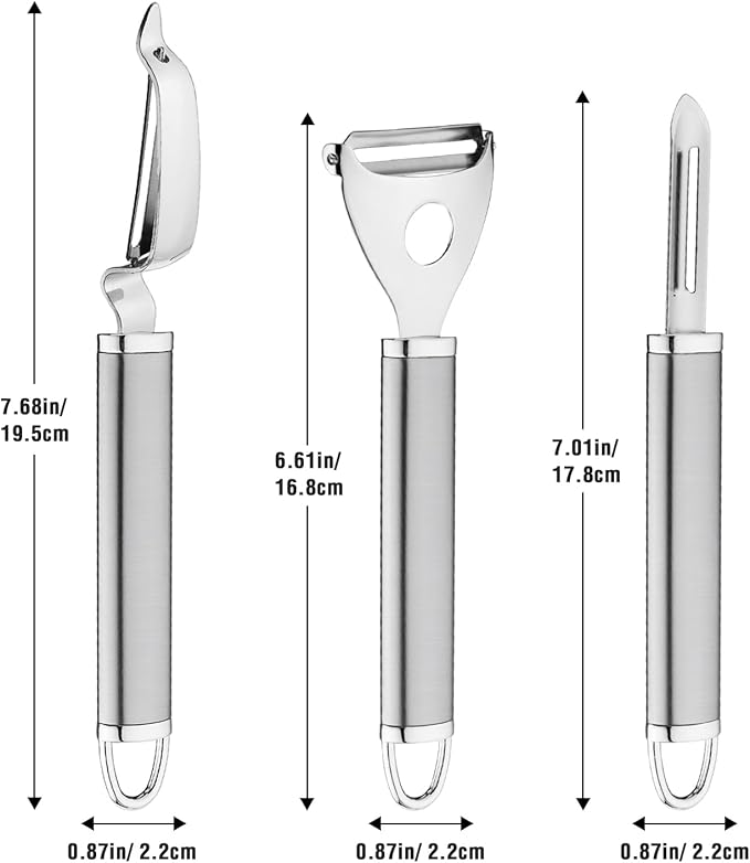 Vegetable Peeler Stainless Steel for Kitchen, Y-Shaped and I-Shaped Peelers Potato - Fruit and Vegetable Peelers for Kitchen with Non-Slip Ergonomic Handle, Sharp Blade Peelers (3PCS)