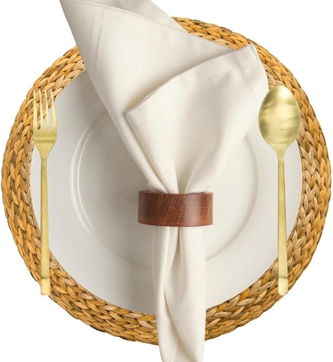 Wooden Napkin Ring for Weddings Dinner Parties or Every Day Use (Set of 12, Plane)