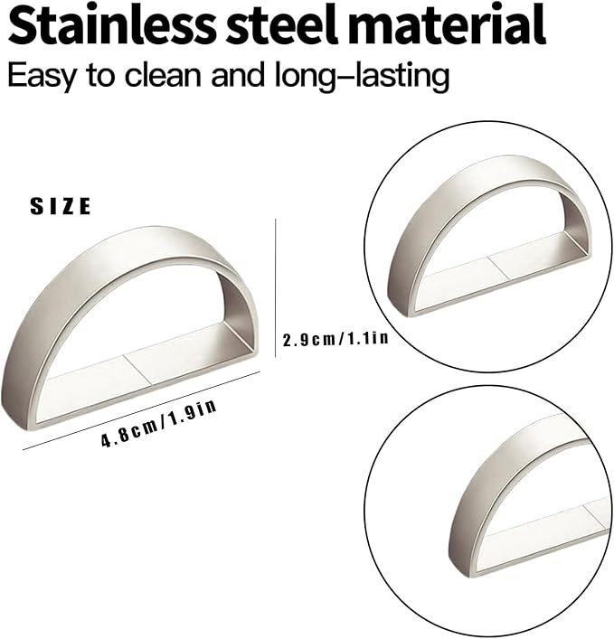 10 Pcs Silver Napkin Rings - Metal Napkin Ring(Semicircle) Stainless Steel Napkin Rings for Table Settings Wedding Christmas Party Dinner Table