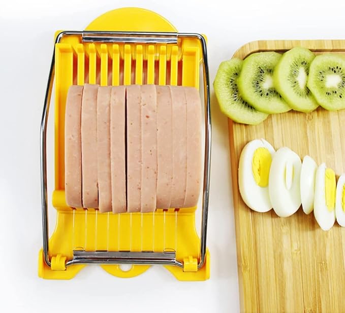 Multifunctional Stainless Steel Luncheon Meat Slicer,Home Slicing and Splitting Tools Food Slicer for Butter Cheese Kiwifruit Strawberry Banana and Cooked Eggs Etc. (Yellow)