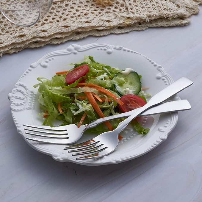 Dinner Fork, Stainless Steel 7.6” Heavy Duty Fork Silverware, Metal Fork Cutlery Set, 6-Piece