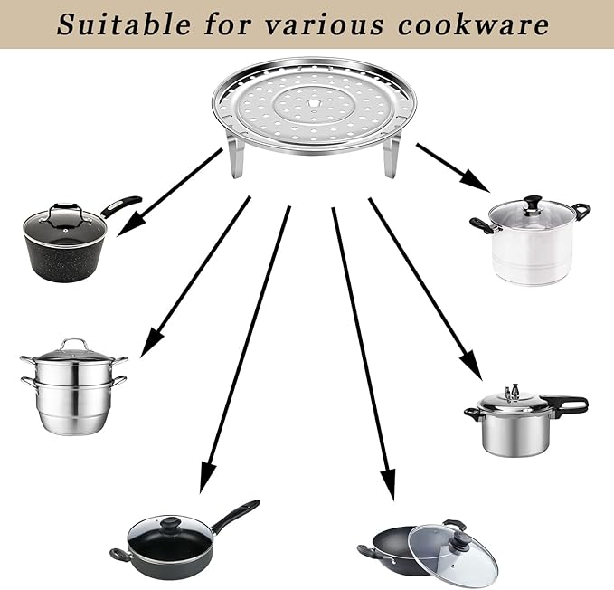 Steamer Rack for Cooking,Stainless Steel Steaming Rack,Steam Tray with Removable Legs for Instant Pressure Cooker Multi-functional Steamer Basket