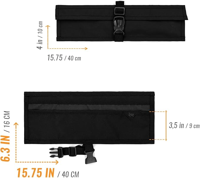 Under NY Sky Knife Roll Case - 1 Slot - Heavy Duty Oxford Canvas Pouch - Leather Reinforced - Portable Bag for Cooking Tools, Utensils, Cutlery Knives, Brushes - Chefs, Kitchen, Travel, Gift - Black