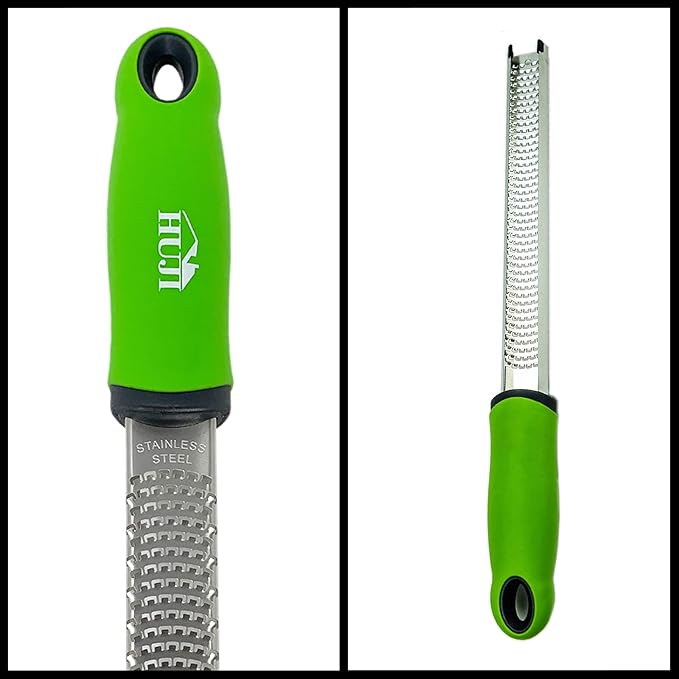 HUJI Citrus Zester and Grater: Lemon, Ginger, Garlic, Truffle, Cheese - Razor Sharp Stainless Steel Blades With Protective Cover - Dishwasher Safe