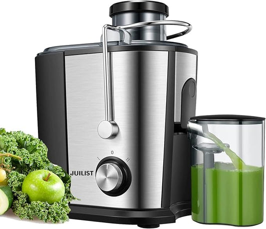 Juilist Juicer Machines with Anti-drip & Anti-slip Function, Centrifugal Juicer Whole Fruit and Vegetable with 3-inch Wide Food Chute, 2 Speeds, Recipe Included, Easy to Clean
