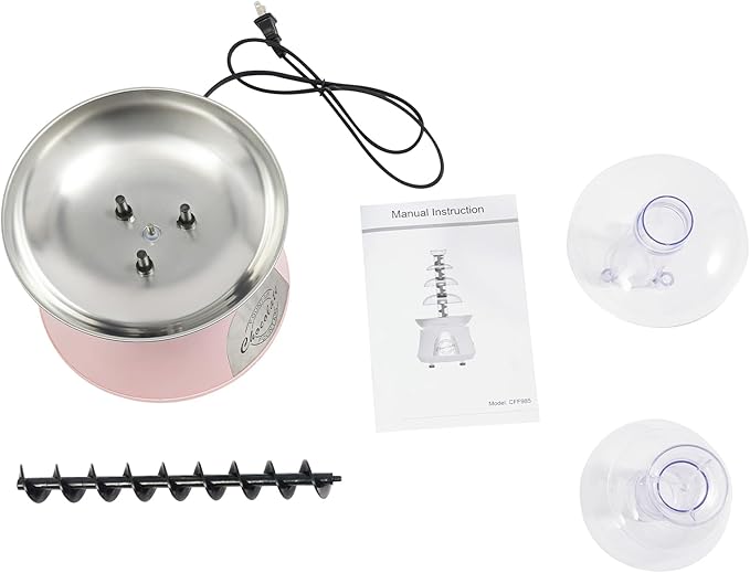 2.2lbs Chocolate Fountain, 4-Tier Party Fountain, Chocolate Fondue Fountain for Christmas Birthday Party, 120V 180W, Pink