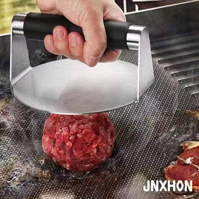 5.5inches 304Stainless Steel Burger Press, Round Burger Smasher ，Hamburger Press for Griddle, Bacon Press, Ground Steak Press，Smash Burger Press with Anti-Scald Handle