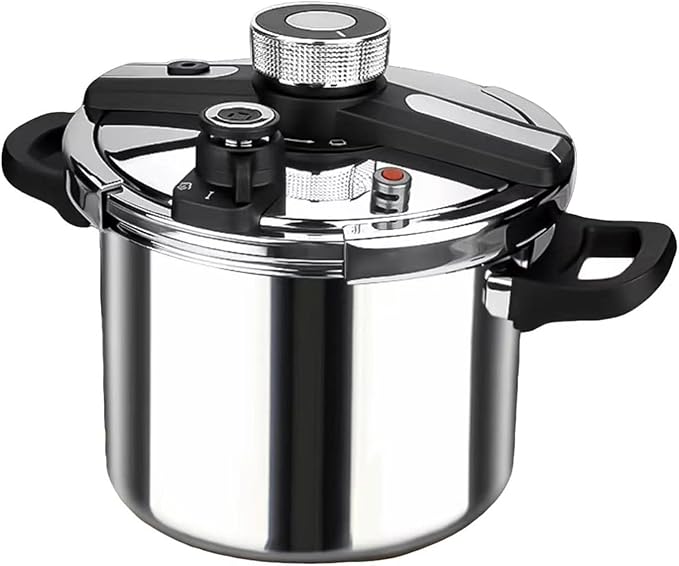 7.4QT Stainless Steel Pressure Cooker, Olla de presion, Cooking Pressure Cooker, Compatible with Induction and Gas Stovetops, Dishwasher Safe, One-Hand Opening Design (7.4QT)