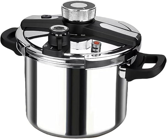 7.4QT Stainless Steel Pressure Cooker, Olla de presion, Cooking Pressure Cooker, Compatible with Induction and Gas Stovetops, Dishwasher Safe, One-Hand Opening Design (7.4QT)