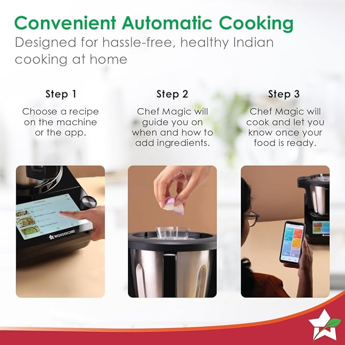 Wonderchef Chef Magic | All-in-One Kitchen Robot for Indian & International Cuisine | Automatic Chopping, Sautéing, Stirring, Kneading... | Mobile App | Recipes by Chef Sanjeev Kapoor | 2 Yr Warranty