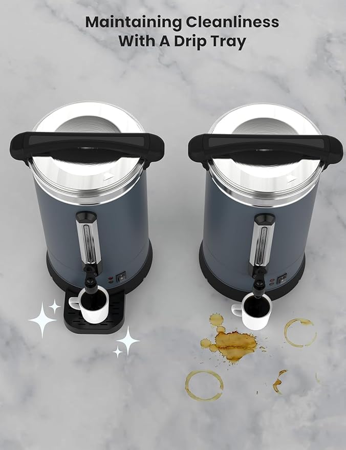 14L/100 Cups Coffee Urn-3.2 Gallon Double Wall Commercial Coffee Maker Large Capacity Hot Coffee Dispenser Stainless Steel Hot Water Urn Catering Buffet Parties Weddings Gathering Easy Clean