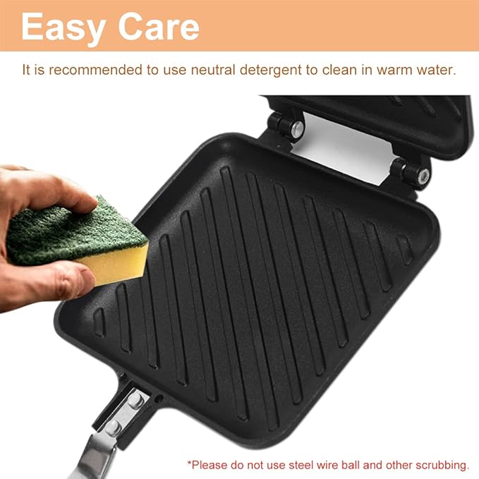 Double-Sided Frying Pan, Double-Coated Non-Stick Grilled Sandwich and Panini Maker, Waffle Pancake Snack Griddle Pan Kitchen Tortillas Sandwich Maker