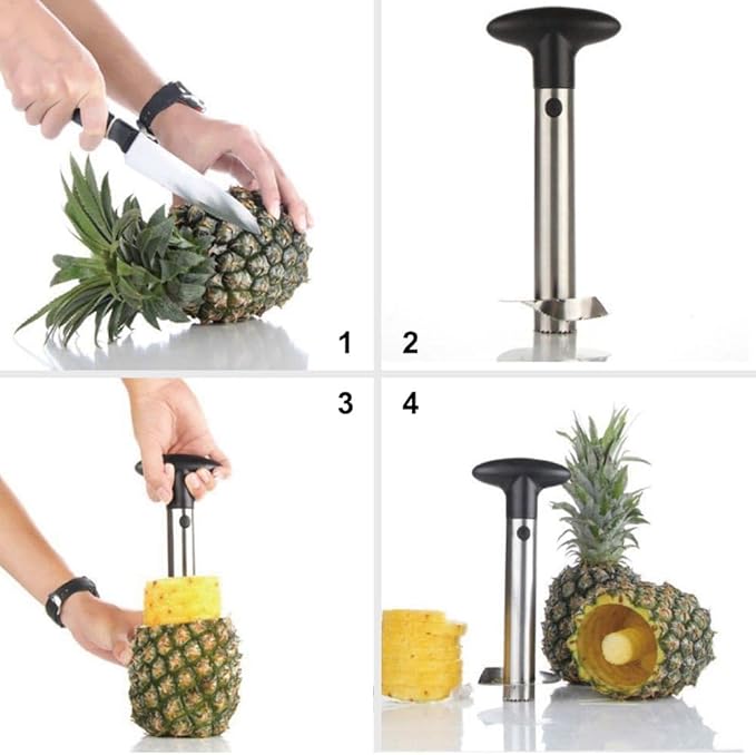 Pineapple Corer and Slicer, Upgraded Reinforced Stainless Steel Pineapple Cutter Tool, Easy to Use Kitchen Gadget for Perfect Pineapple Rings, Fruit and Vegetable Corer Remover