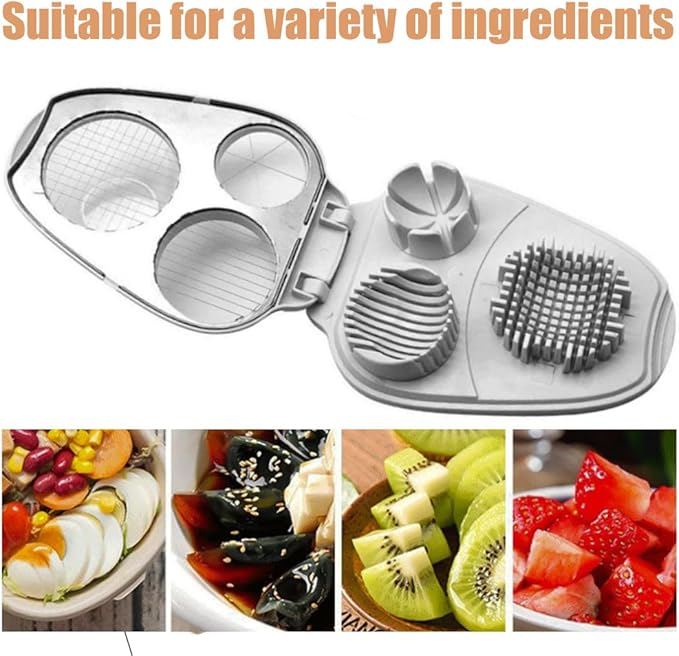 3 in 1 Egg Slicer, Bunoju 3 Way Egg Slicer for Hard Boiled Eggs, Heavy Duty 304 Stainless Steel, Strawberry Grape Slicer for Soft Fruit Mushroom Home Use, Ideal Kitchen Chopper Tool (2PCS)