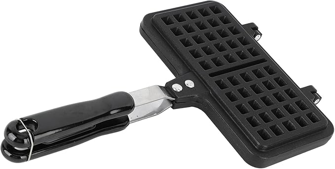 Fdit Aluminum Stovetop Waffle Maker Pan Even Heating Anti Stick Double Waffle Pan for Quick Breakfast